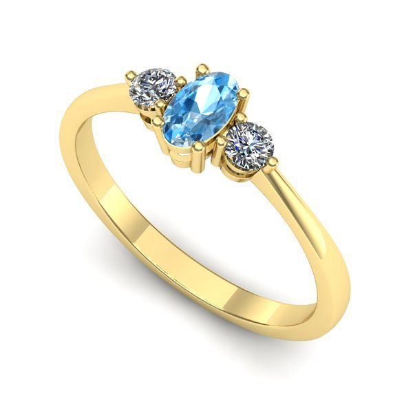 Inel logodna din aur galben cu topaz blue