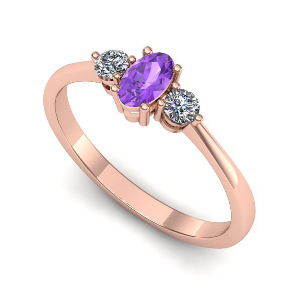 Inel din aur roz cu ametist