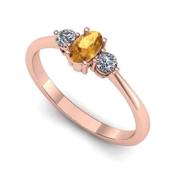 Inel din aur roz cu citrin