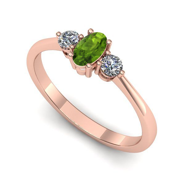 Inel de logodna din aur roz cu peridot