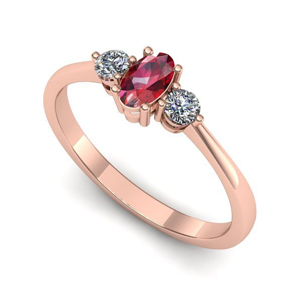 Inel de logodna din aur roz cu rubin