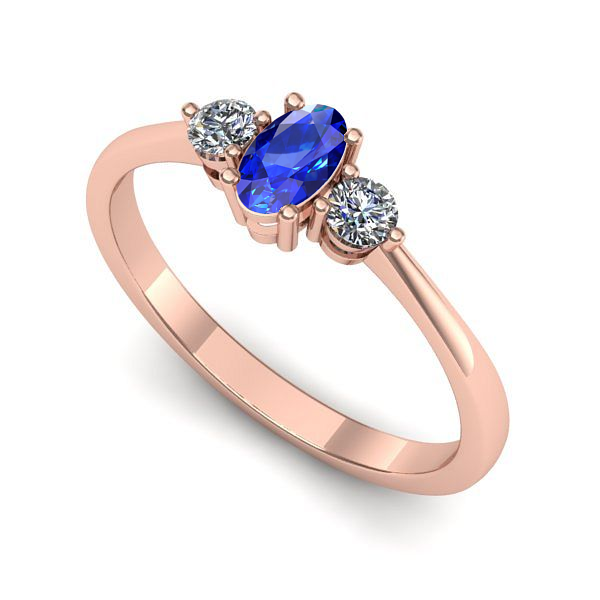 Inel logodna din aur roz cu safir