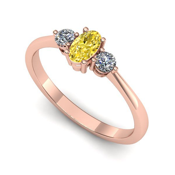 Inel de logodna din aur roz cu safir galben