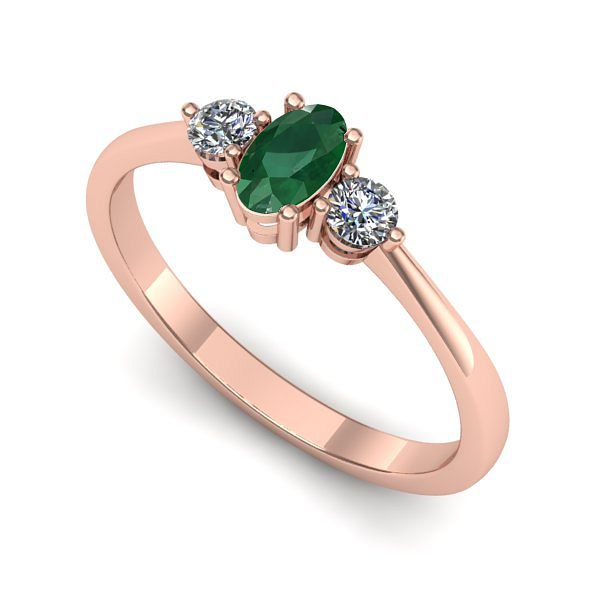 Inel din aur roz cu smarald