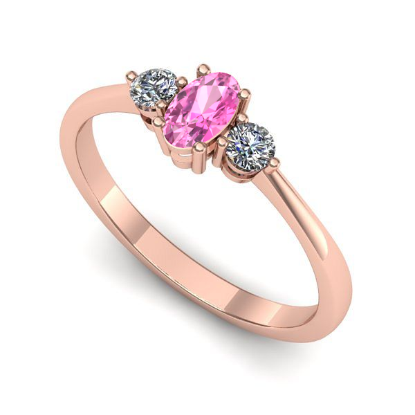 Inel logodna din aur roz cu safir roz