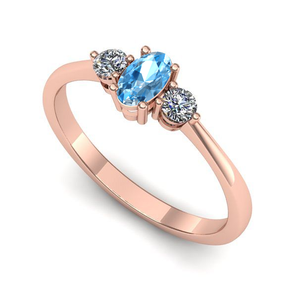 Inel din aur roz cu topaz blue