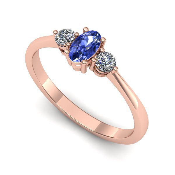 Inel de logodna din aur roz cu tanzanit
