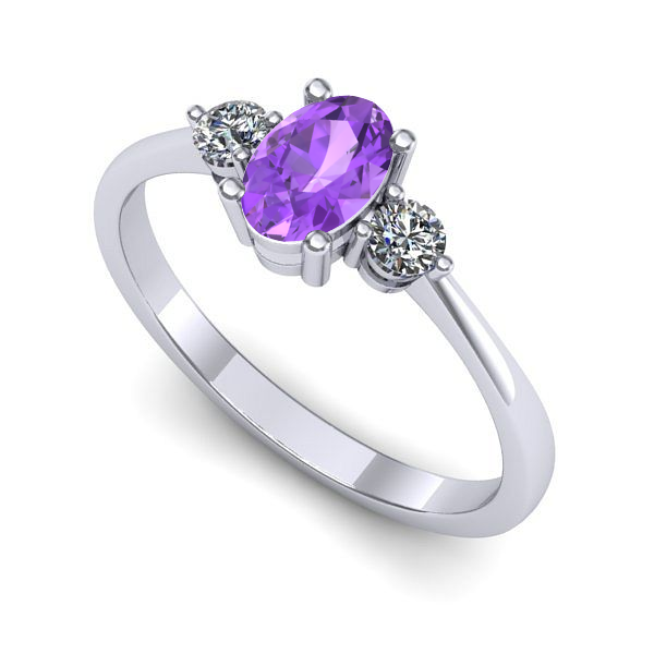 Inel logodna din aur alb cu ametist