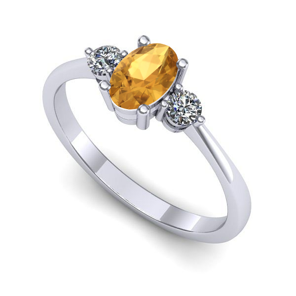 Inel logodna din aur alb cu citrin