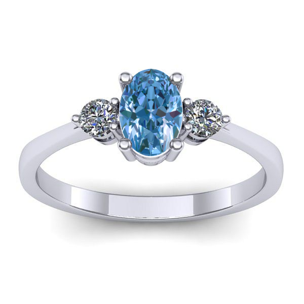 Inel de logodna cu diamant de laborator albastru oval