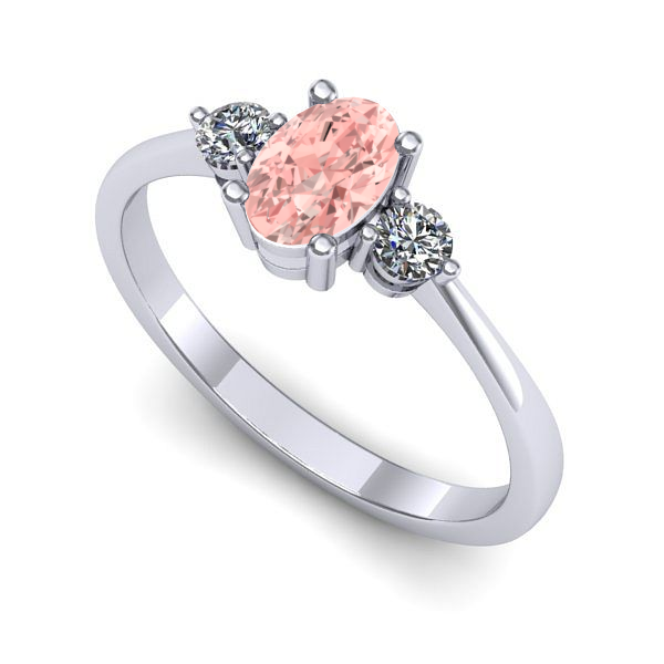 Inel din aur alb cu diamant de laborator roz