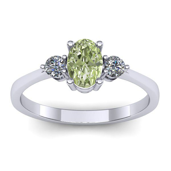 Inel logodna cu diamant de laborator verde oval