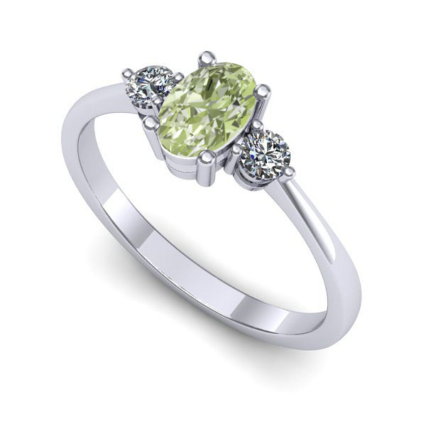 Inel logodna din aur alb cu diamant de laborator verde