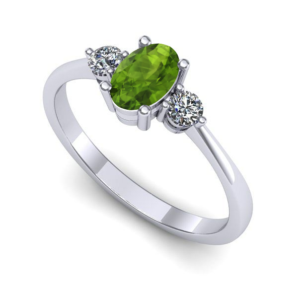 Inel de logodna din aur alb cu peridot