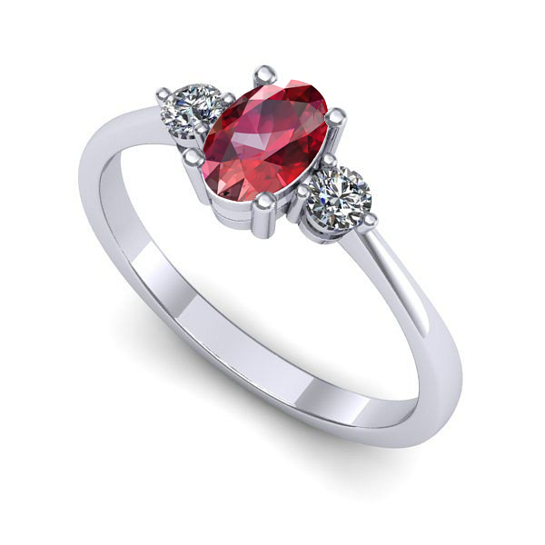 Inel de logodna din aur alb cu rubin