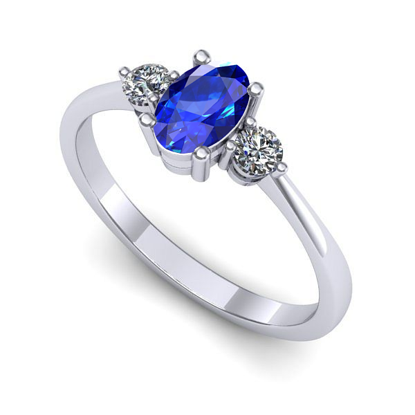 Inel din aur alb cu safir