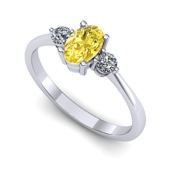 Inel logodna din aur alb cu safir galben