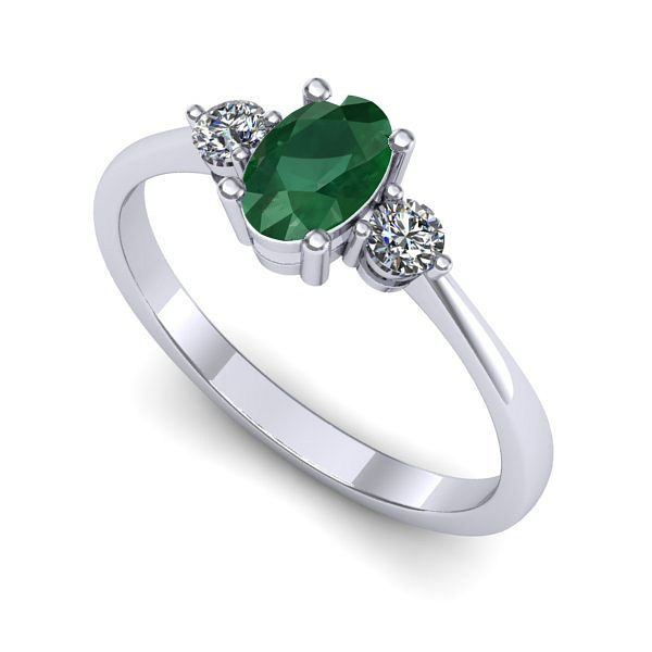 Inel logodna din aur alb cu smarald