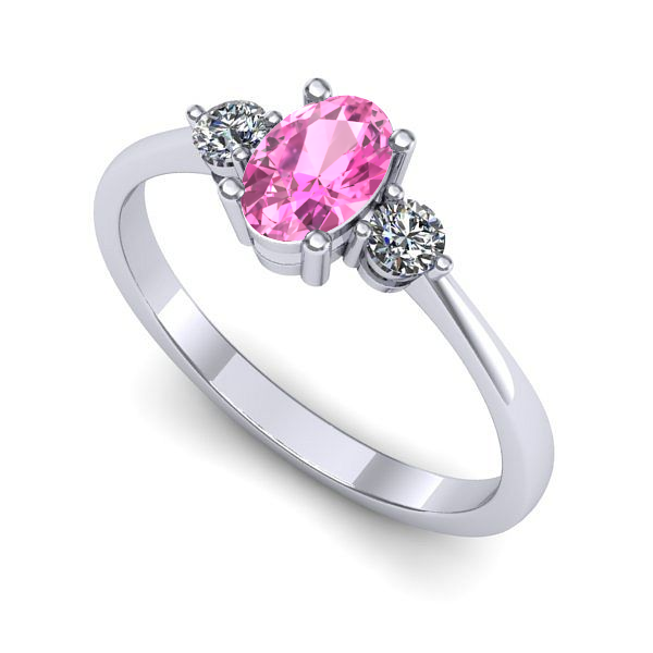 Inel de logodna din aur alb cu safir roz