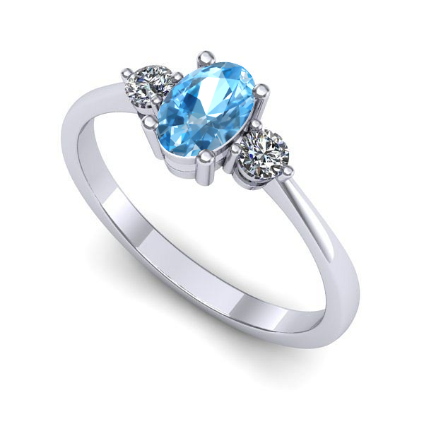 Inel logodna din aur alb cu topaz blue