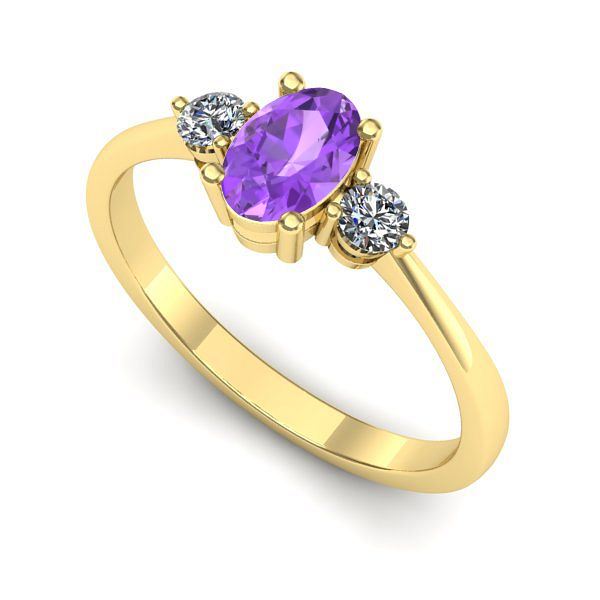 Inel de logodna din aur galben cu ametist