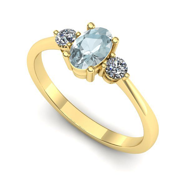 Inel logodna din aur galben cu aquamarin