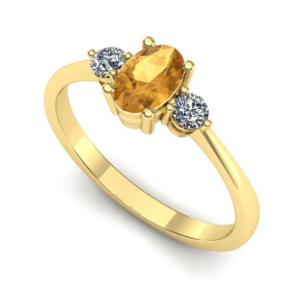Inel logodna din aur galben cu citrin