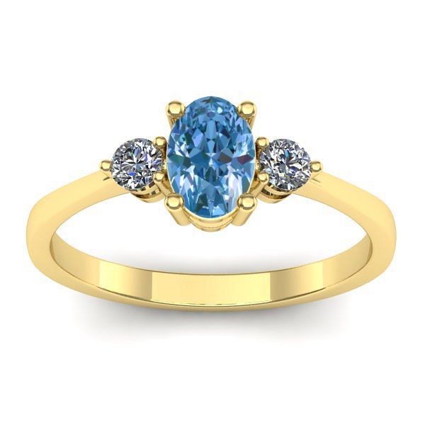 Inel cu diamant de laborator albastru oval