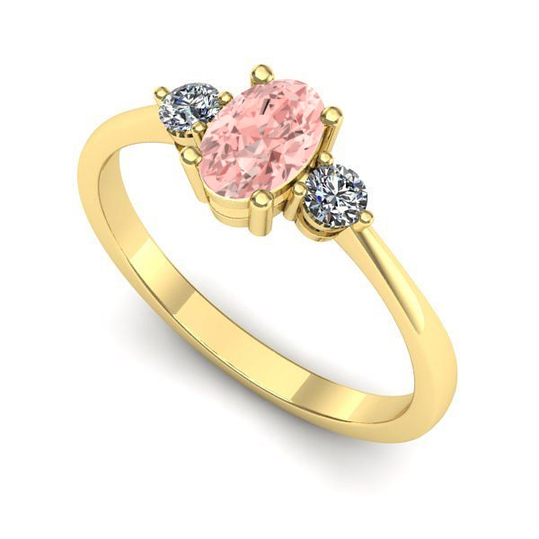 Inel din aur galben cu diamant de laborator roz