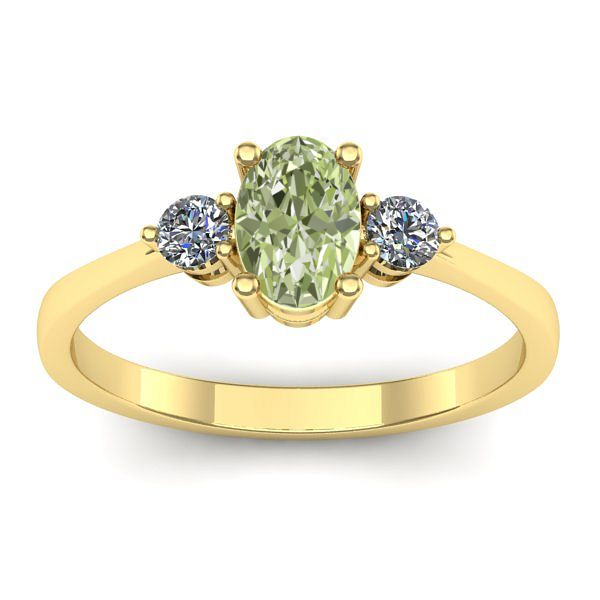 Inel cu diamant de laborator verde oval