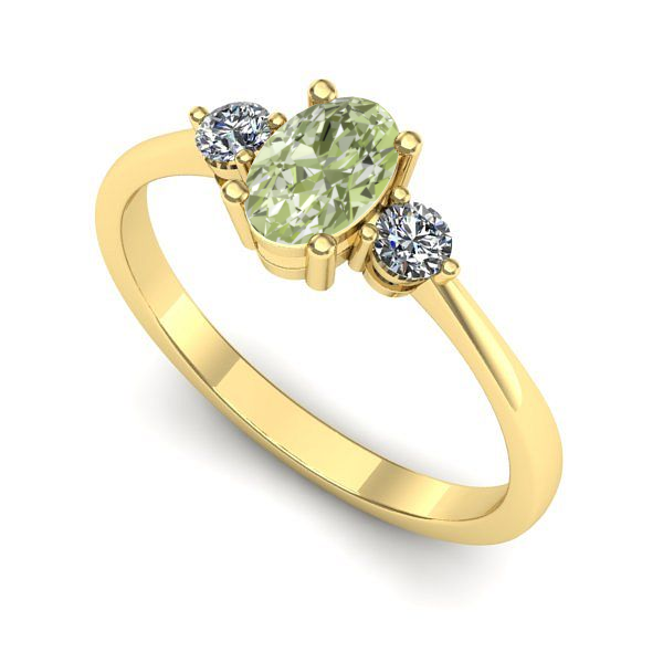 Inel logodna din aur galben cu diamant de laborator verde