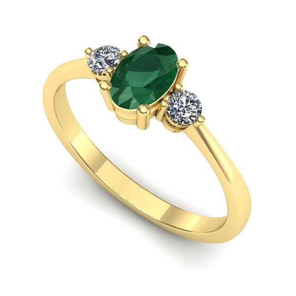 Inel logodna din aur galben cu smarald