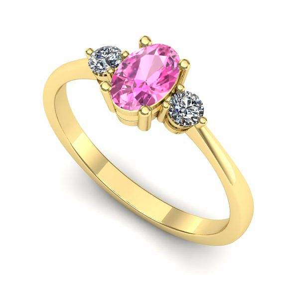 Inel logodna din aur galben cu safir roz