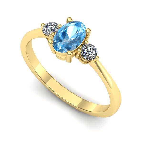 Inel din aur galben cu topaz blue