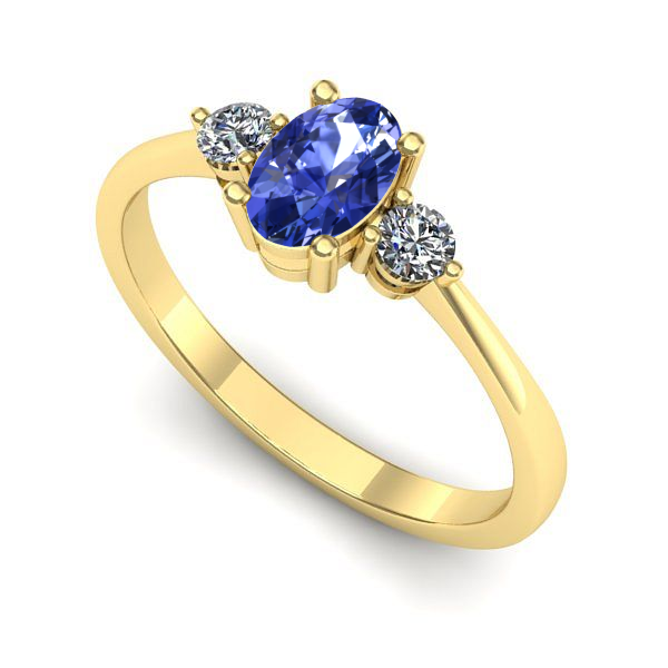 Inel logodna din aur galben cu tanzanit