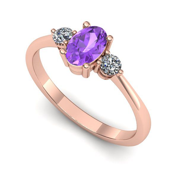 Inel din aur roz cu ametist