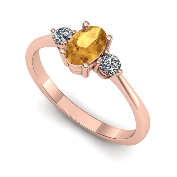 Inel din aur roz cu citrin