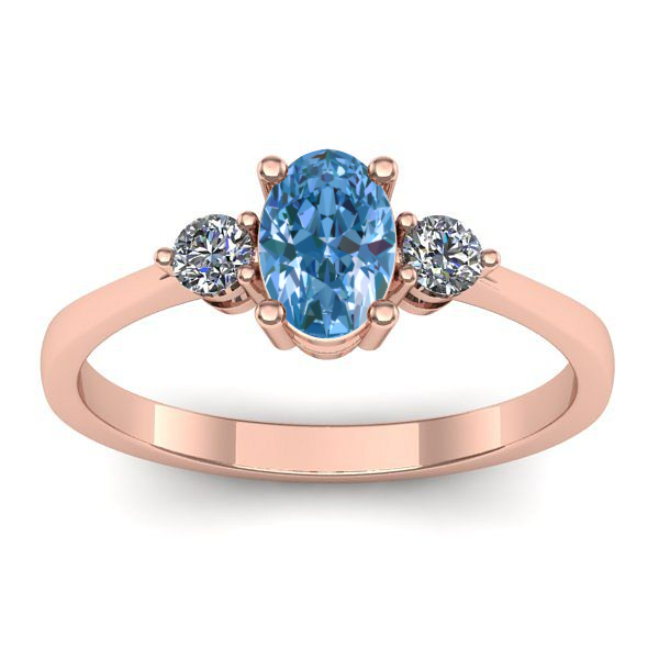 Inel de logodna cu diamant de laborator albastru oval