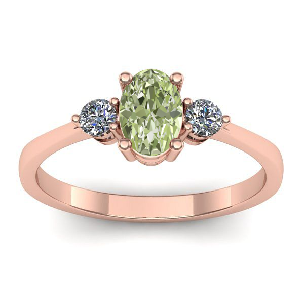 Inel de logodna cu diamant de laborator verde oval