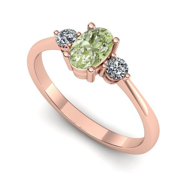 Inel de logodna din aur roz cu diamant de laborator verde