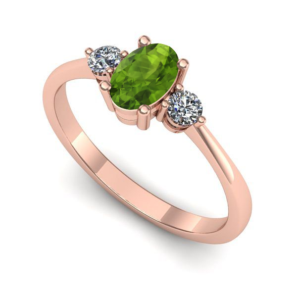 Inel de logodna din aur roz cu peridot