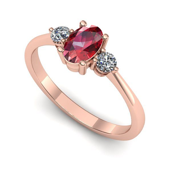 Inel de logodna din aur roz cu rubin