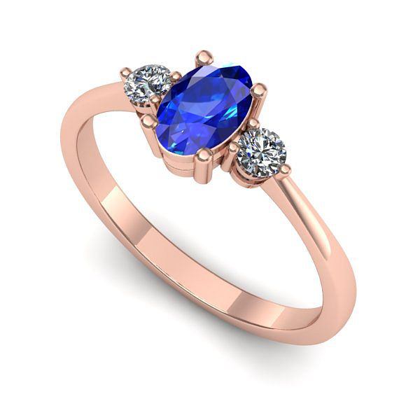 Inel de logodna din aur roz cu safir