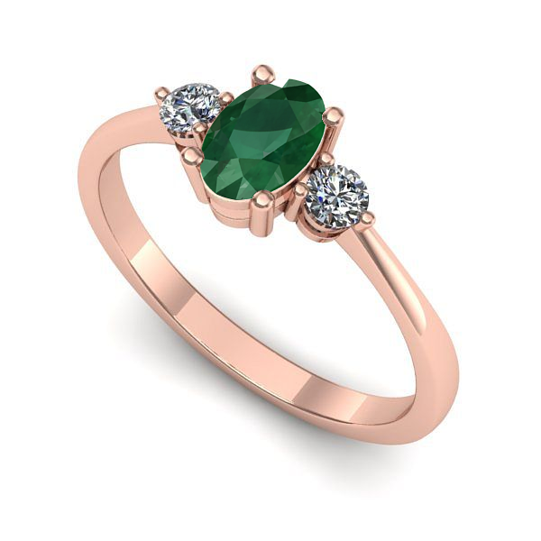 Inel din aur roz cu smarald