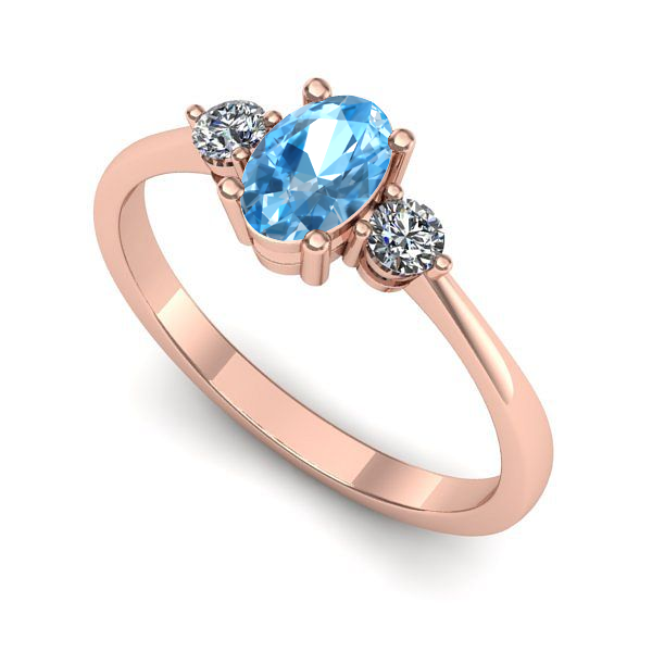 Inel de logodna din aur roz cu topaz blue