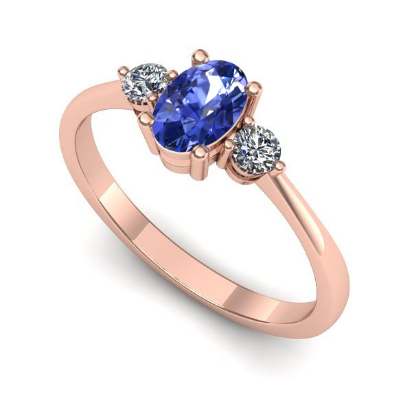 Inel logodna din aur roz cu tanzanit