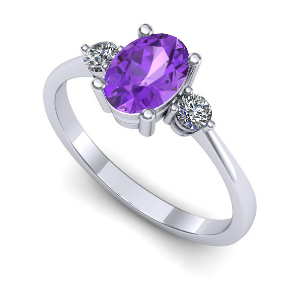 Inel din aur alb cu ametist