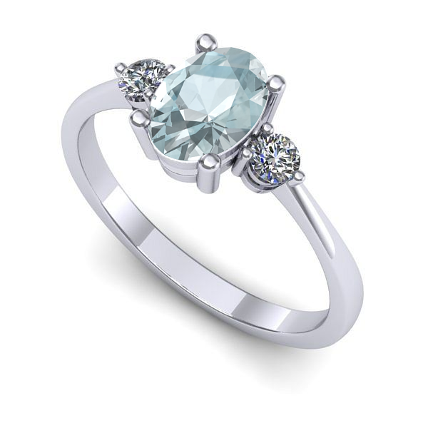 Inel de logodna din aur alb cu aquamarin
