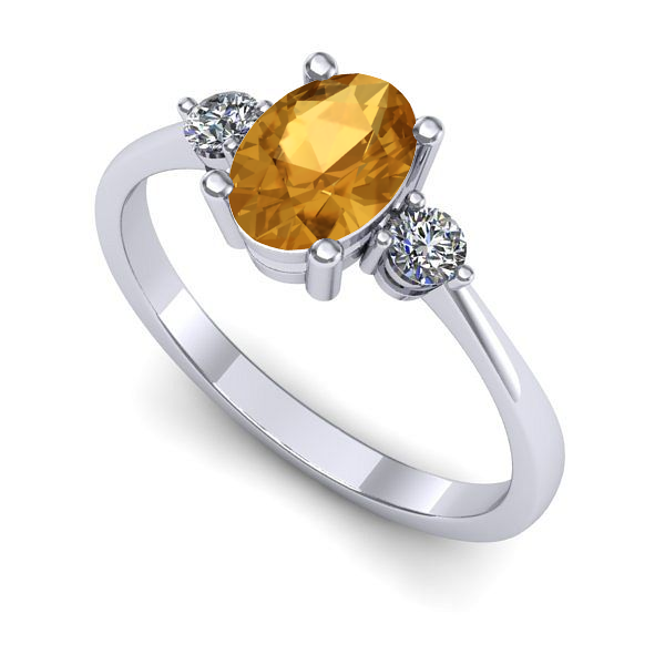 Inel logodna din aur alb cu citrin