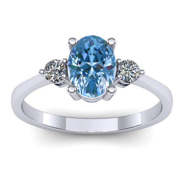Inel cu diamant de laborator albastru oval